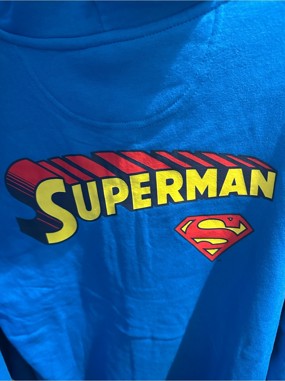 Superman zip up hoodie and matching sweatpants with Yellow & Red Logo